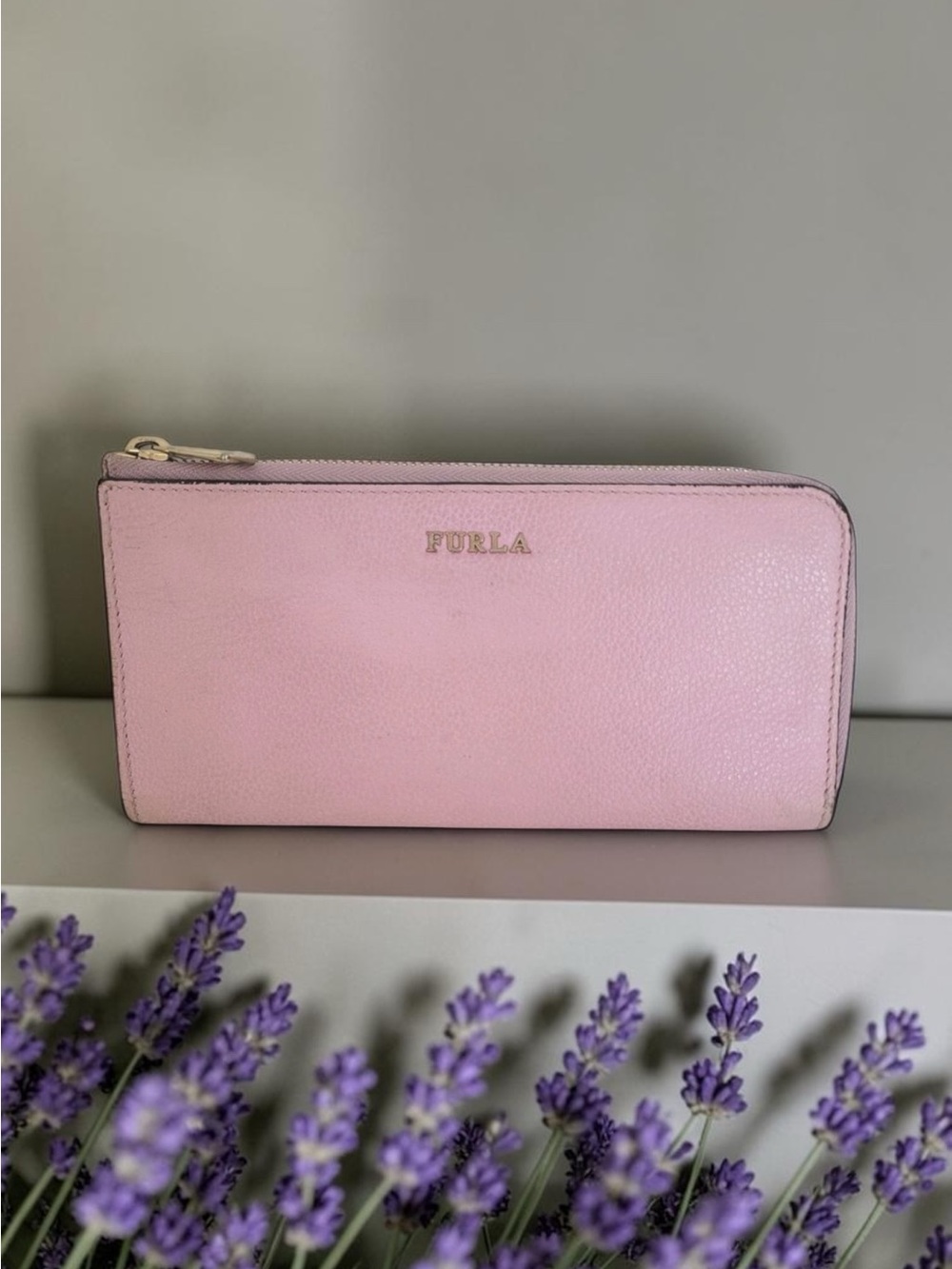 Furla Pastel Pink Zip-Around Leather Wallet